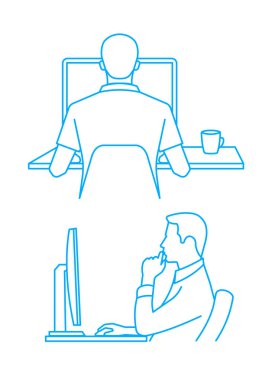 bilgisayar başında insan silüeti