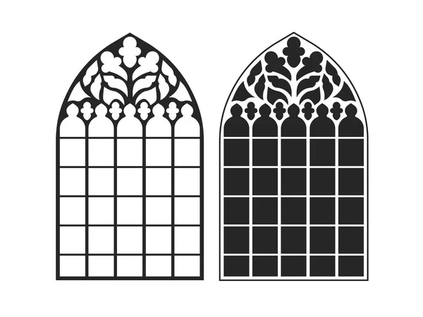 Des fenêtres gothiques. Cadres vintage. Vitraux d'église — Image vectorielle