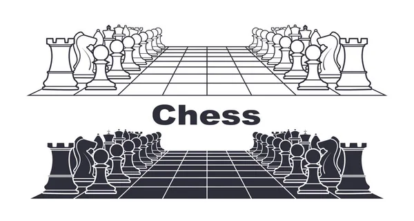 Tablero de ajedrez con ilustración vectorial figuras . — Vector de stock
