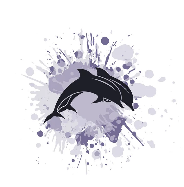 Le dauphin dans la peinture éclabousse une illustration vectorielle . — Image vectorielle