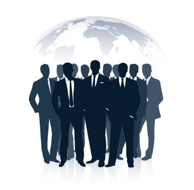 Gezegenin bir arka plana dayanır İşadamlarından takım.