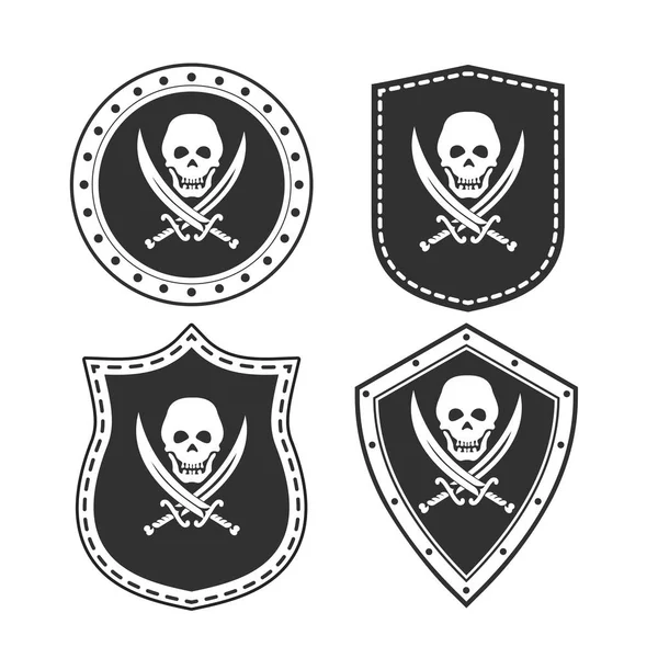 Conjunto de insignias del ejército con un símbolo pirata . — Archivo Imágenes Vectoriales