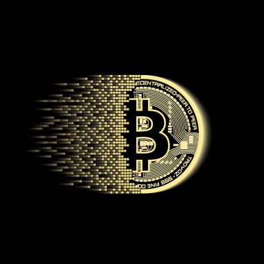 Parçacıklar çöken Bitcoin.