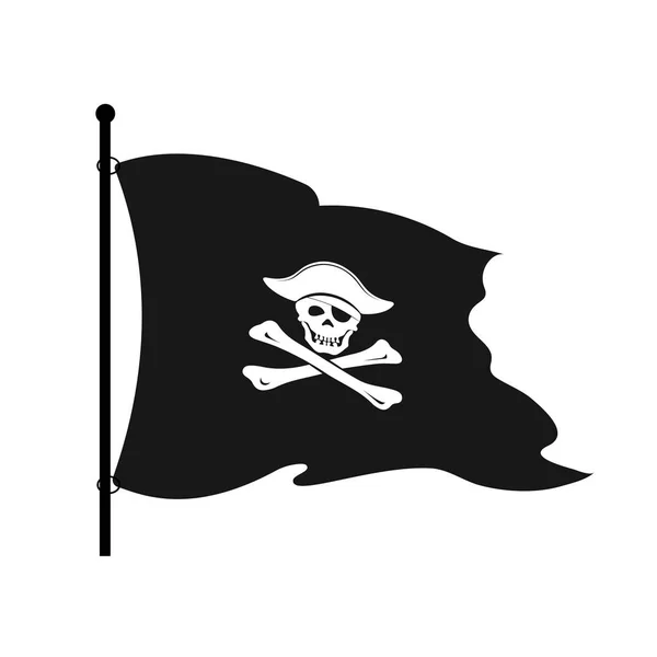 Drapeau pirate noir sur fond blanc . — Image vectorielle