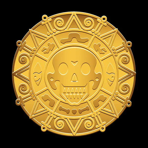 Gouden medaillon van piraten op de Caribische zee. — Stockvector