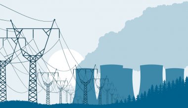 Endüstriyel arka plan nükleer enerji santrali.