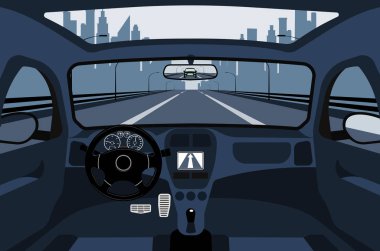 Yolda, salon görünümü bir araba.