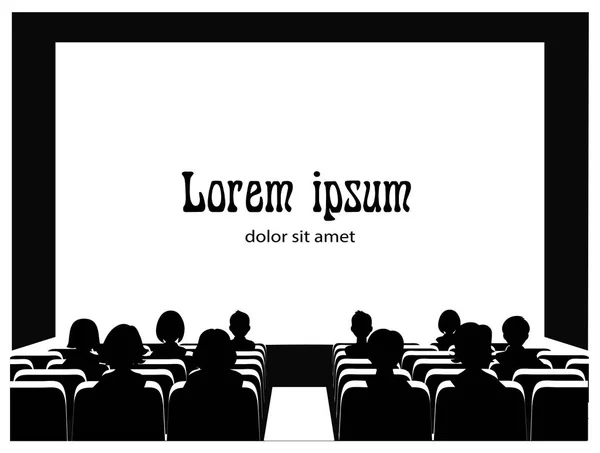 People in the cinema on the background of the screen. — Stock Vector