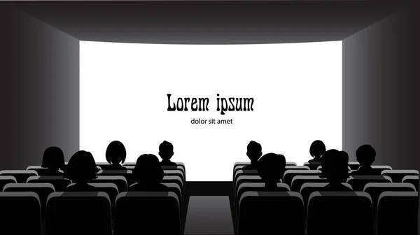 People in the cinema on the background of the screen. — Stock Vector