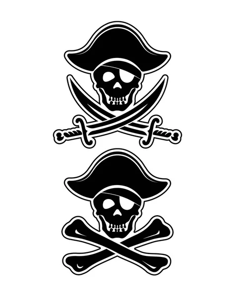 Pirat symbol czaszki i kości na czarnym tle. — Wektor stockowy