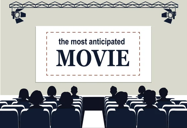 Lidé v kině, očekávaná premiéra filmu. — Stockový vektor
