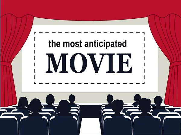 Le persone al cinema, l'attesa anteprima del film . — Vettoriale Stock