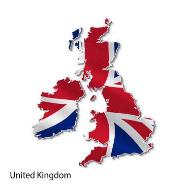 İngiltere ulusal bayrakla işaretle 3D Haritası.
