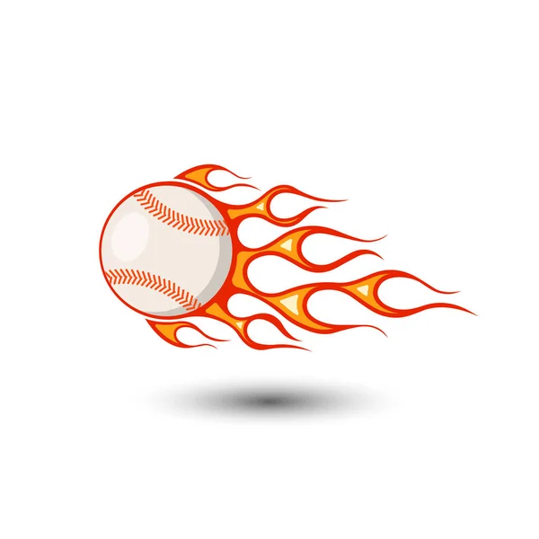 Baseball Con Coda Icona Vettoriale Fiamma — Vettoriale Stock