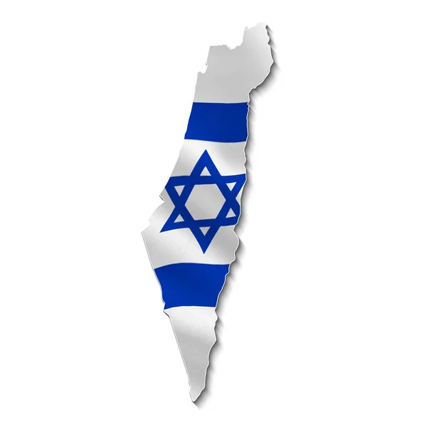 Map of Israel with national flag in 3d. — Stock Vector