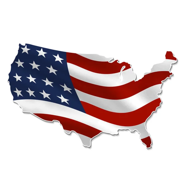 Us-Karte mit Nationalflagge in 3D. — Stockvektor