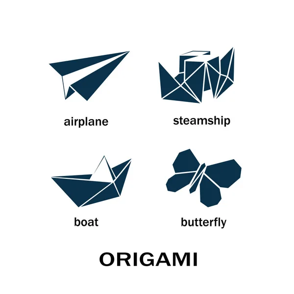 Icons of origami on a white background for your design. — Stock Vector