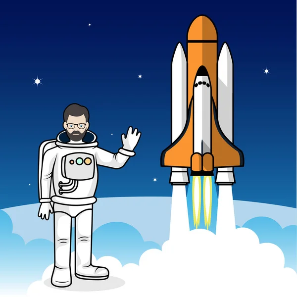 Imagen Presentada Astronauta Nave Espacial Fondo Vector Ilustración — Archivo Imágenes Vectoriales