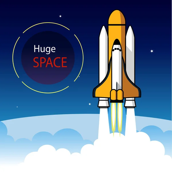 Huge space, the shuttle departing to the sky. — Stock Vector