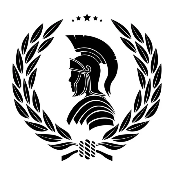 Symbol Roman warrior in a laurel wreath — Stock Vector