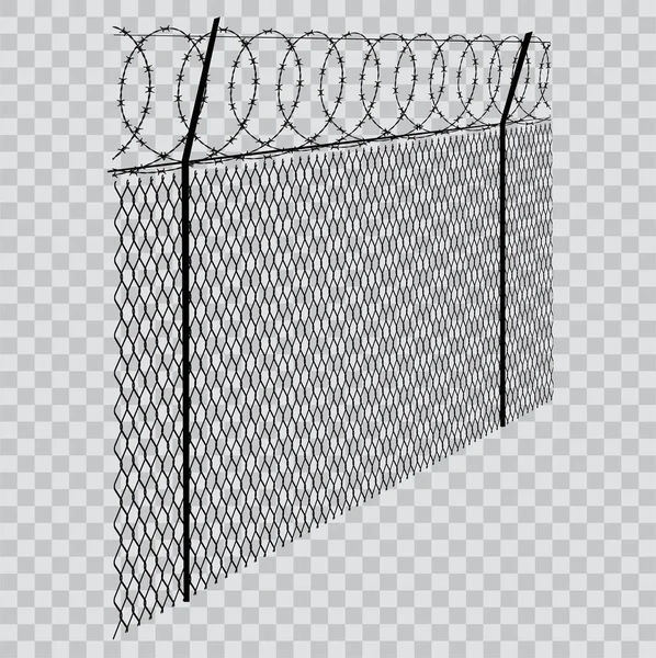 Barbed wire fence on transparent background — Stock Vector