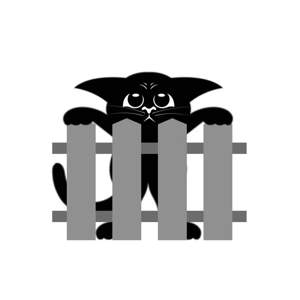 Gatito detrás de la valla icono del vector — Archivo Imágenes Vectoriales