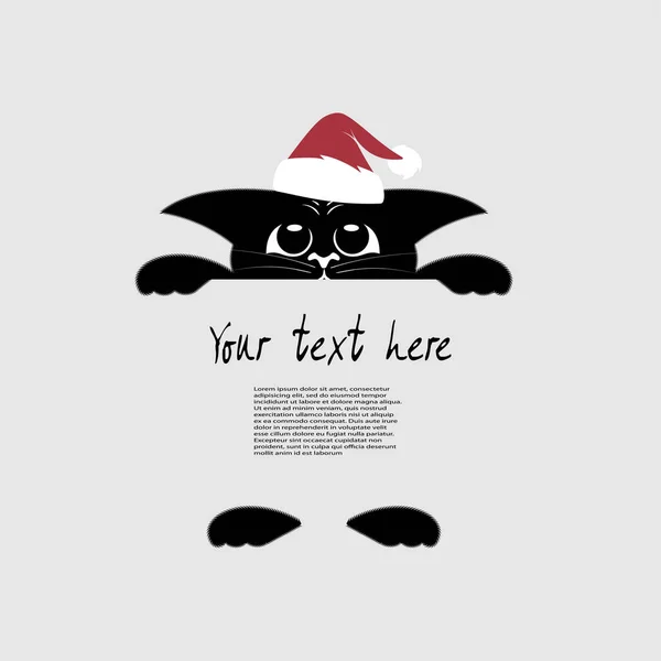 Gattino tiene Natale banner vettoriale illustrazione — Vettoriale Stock