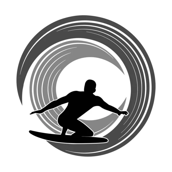 Dalga vektör illüstrasyonunda sörfçü — Stok Vektör