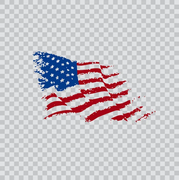 Drapeau américain dans le style grunge illustration vectorielle sur une transparente — Image vectorielle
