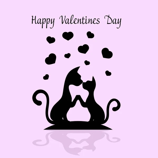 Valentine's day card feline couple romantic meeting — Stock Vector