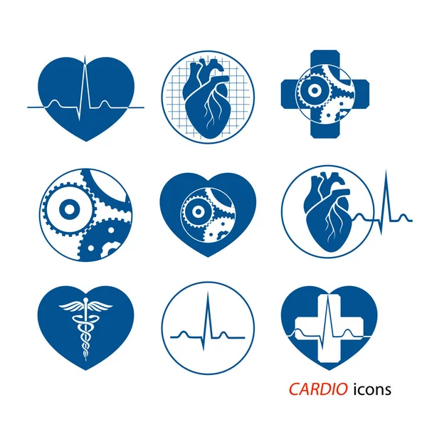 Lékařské kardio ikony set vektorové ilustrace — Stockový vektor
