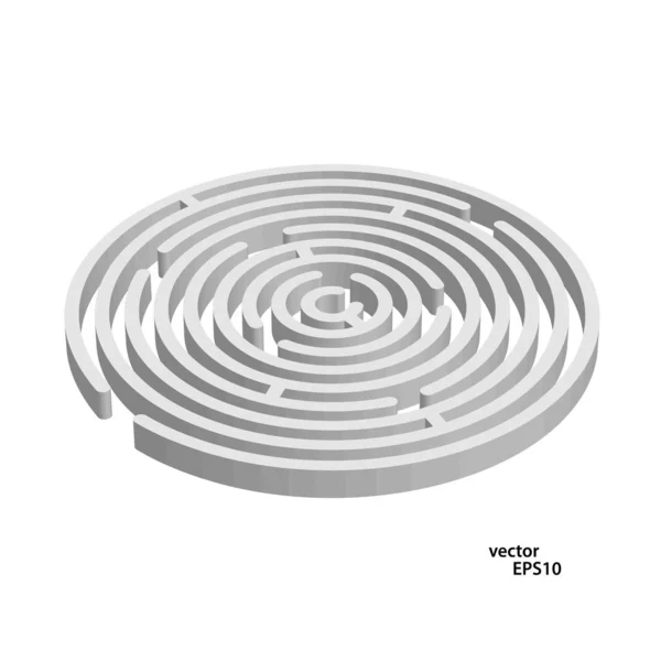 Labyrinthe en illustration vectorielle 3D sur fond blanc — Image vectorielle