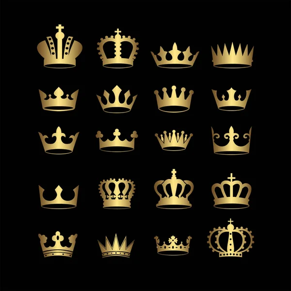 Krone Icon Set heraldisches Symbol Vektor Illustration. — Stockvektor