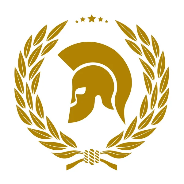 Símbolo de un guerrero espartano en una corona de laurel — Vector de stock