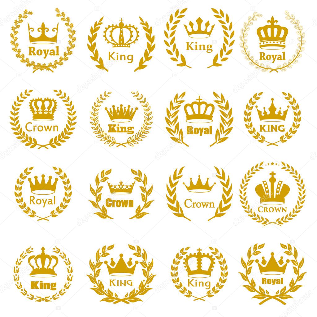 Crown icon set heraldic symbol vector illustration.