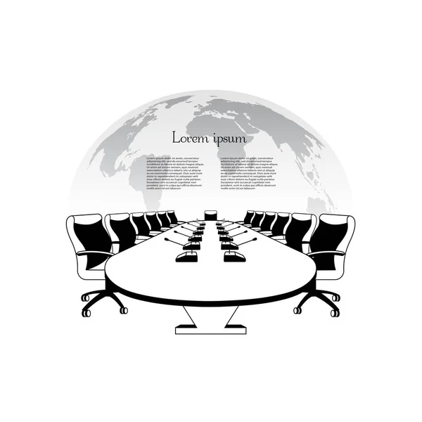 惑星を背景にしたビジネスミーティングテーブルのコンセプト — ストックベクタ