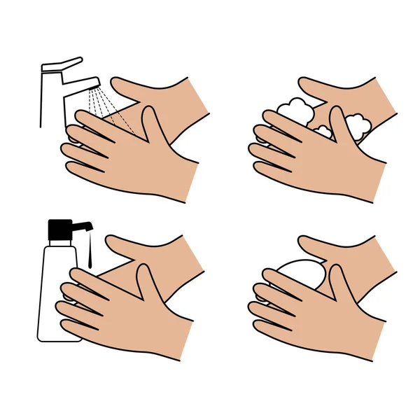 Hand Hygiene Icon Set Vector Icon — Stock Vector