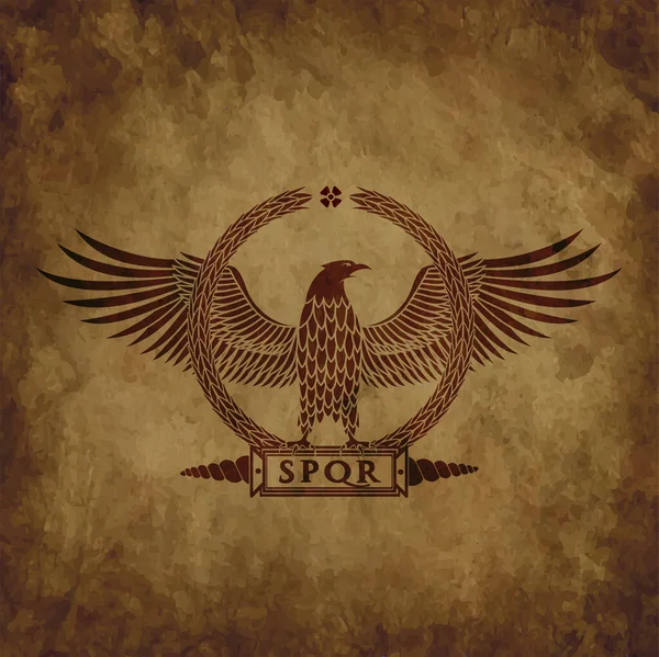 罗马老鹰的标志在一个破旧的纹理 — 图库矢量图片