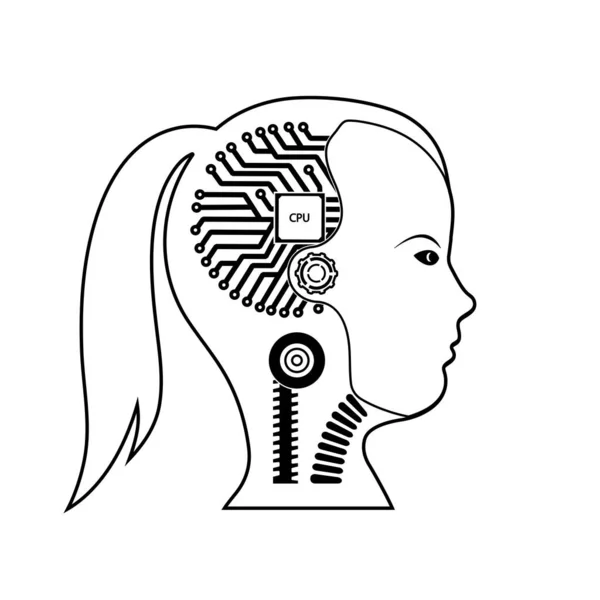 Artificial Intelligence Man Cyborg Vector Icon — Stock Vector