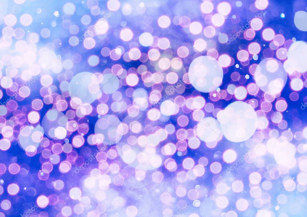 abstract blurred of blue and silver glittering shine bulbs lights background