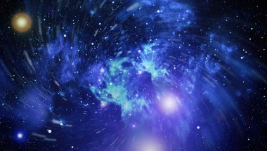 Bir sürü yıldızlı mavi, karanlık gece gökyüzü. Uzay arkaplanındaki Samanyolu