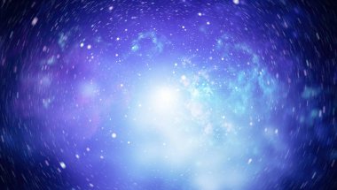 Bir sürü yıldızlı mavi, karanlık gece gökyüzü. Uzay arkaplanındaki Samanyolu