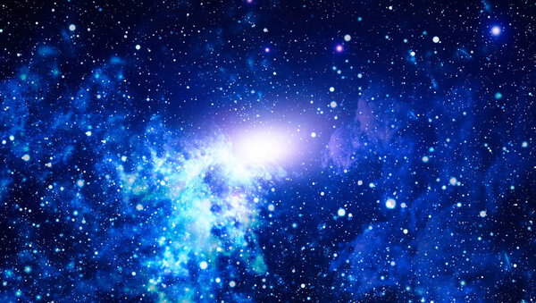 Blue dark night sky with many stars. Milky way on the space background