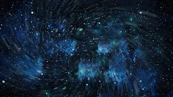 蓝色漆黑的夜空，有许多星星。太空背景下的银河路 — 图库照片