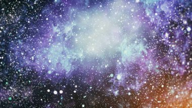 Bir sürü yıldızlı mavi, karanlık gece gökyüzü. Uzay arkaplanındaki Samanyolu