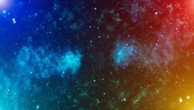 Bir sürü yıldızlı mavi, karanlık gece gökyüzü. Uzay arkaplanındaki Samanyolu