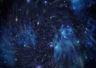 Bir sürü yıldızlı mavi, karanlık gece gökyüzü. Uzay arkaplanındaki Samanyolu