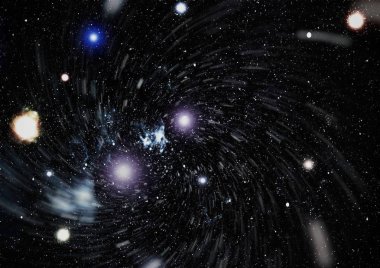 Bir sürü yıldızlı mavi, karanlık gece gökyüzü. Uzay arkaplanındaki Samanyolu