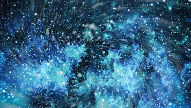 Bir sürü yıldızlı mavi, karanlık gece gökyüzü. Uzay arkaplanındaki Samanyolu