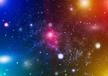 Panoramik derin uzaya arıyorum. Karanlık gece gökyüzüne yıldızlarla dolu. Uzayda Bulutsusu.